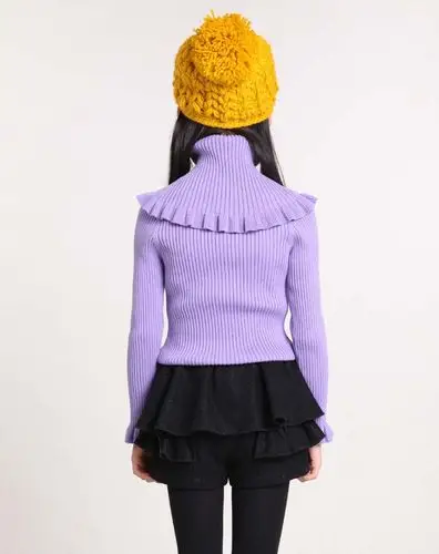 笛莎 女童粉紫毛衣