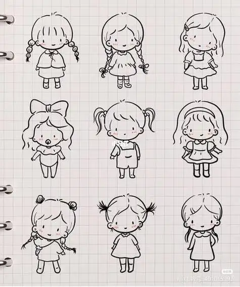 网红可爱简笔画简笔画可爱女孩呆萌