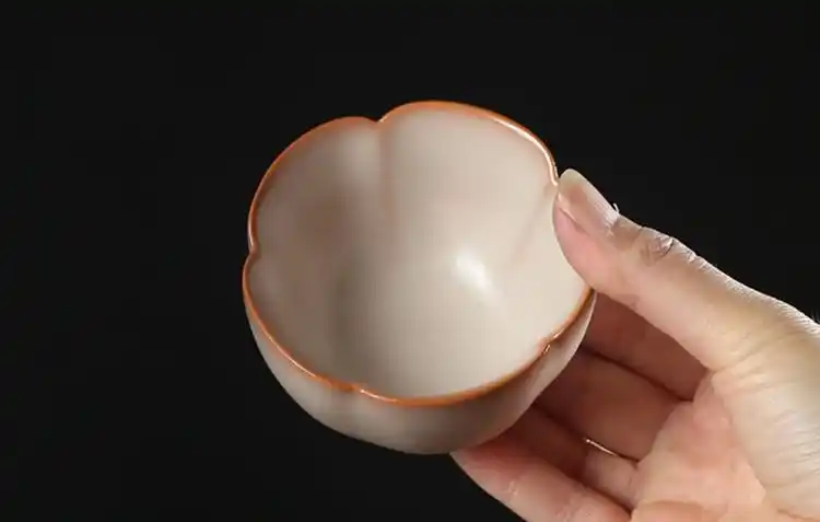 猪油冻金边白玉杯哥窑收藏级礼物青瓷主人杯单杯送领导品茗杯茶盏送礼