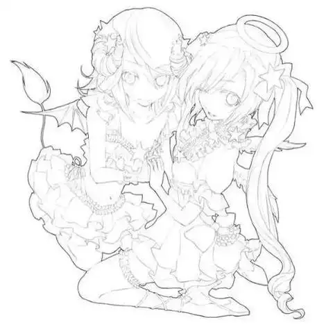 怎么画天使与恶魔的简笔画