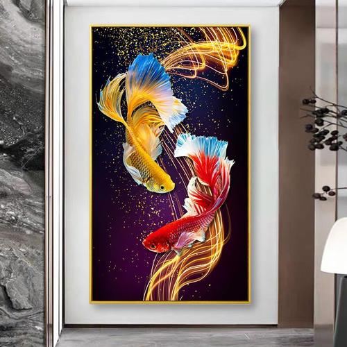 招财转运锦鲤十字绣2021新款客厅线绣卧室玄关餐厅自己绣满绣小幅