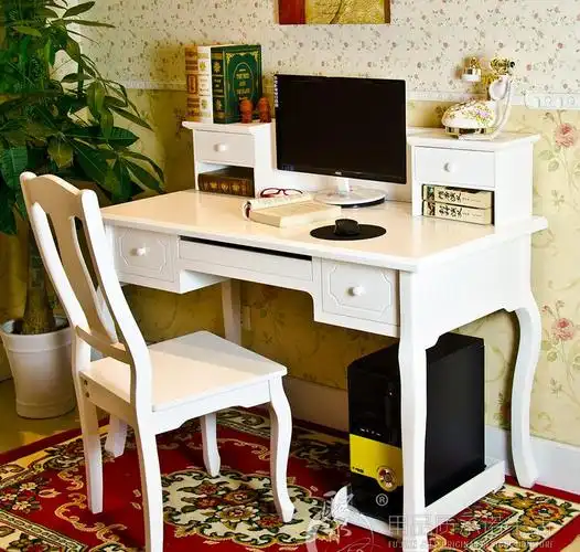 聚乐 欧式电脑桌书桌 现代学习桌办公桌 台式连体电脑桌 nb102