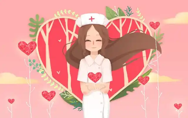 卡通手绘手捧爱心的护士原创插画护士节海报素材