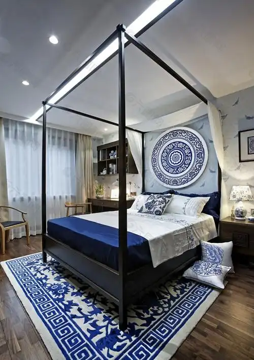 中式经典文艺风格卧室装修效果图