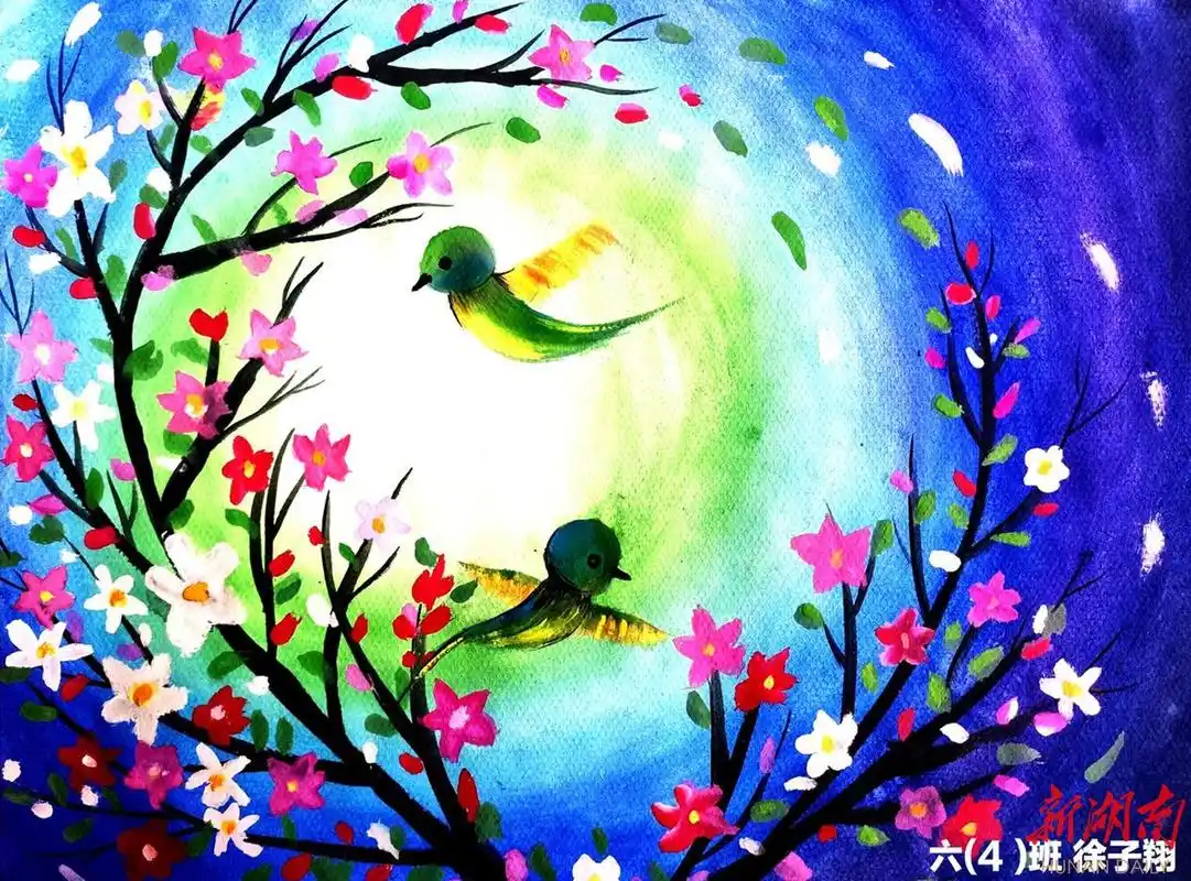 色彩对比画《画了个春天》