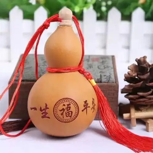 天然葫芦挂件开口风水镇宅植物真葫芦化解门对门招财纳福朱砂绘制