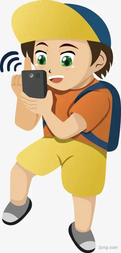 玩手机的男孩png素材透明免抠图片动植人物