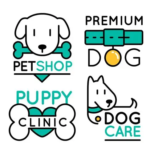 4款可爱宠物狗标志矢量图