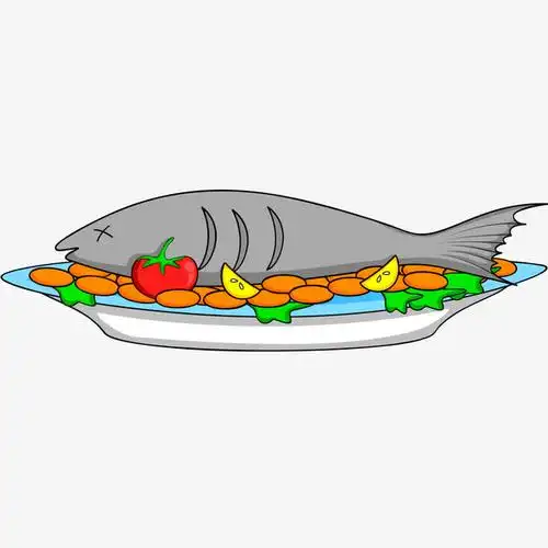 关键词 : 盘子里的鱼,手绘,食物,餐厅,厨房,美食,矢量图