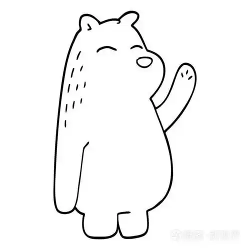 线画卡通北极熊挥手
