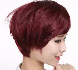 厂家直销 气质短发 假发套 短直发 酒红短发假发 时尚假发 olo