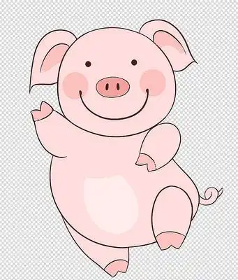 原创手绘动物可爱卡通跳舞的小猪插画 psd