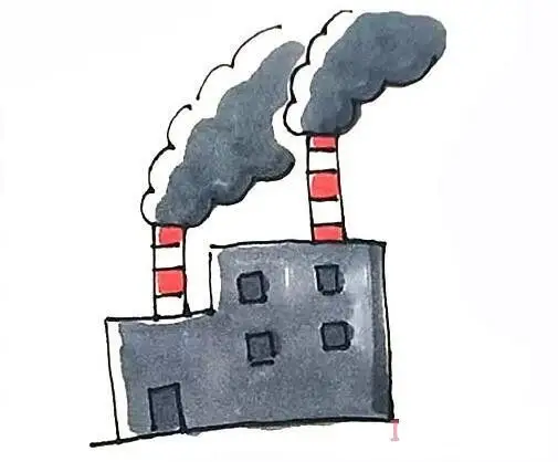 烟囱工厂怎么画简笔画步骤图带颜色