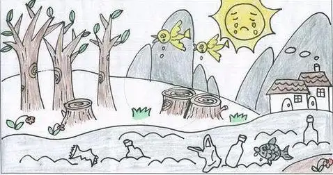 破坏环境危及健康简笔画