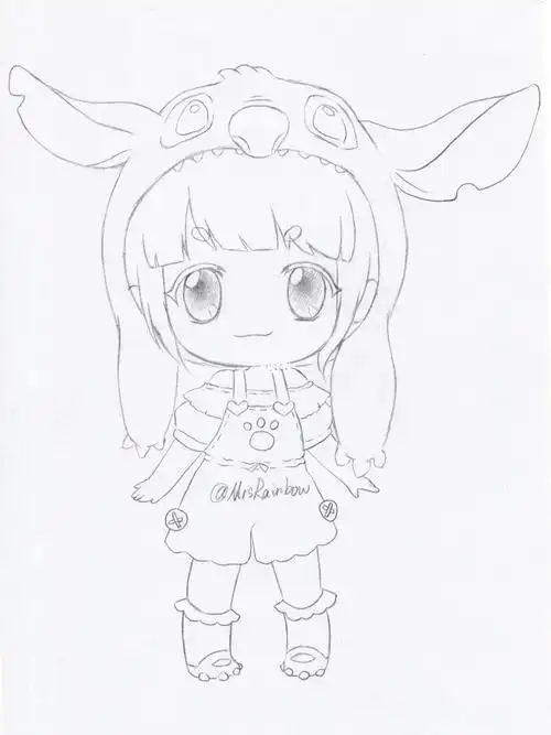 铅笔画练习二创史迪仔,q版动漫人物绘画步骤教程漫画头像,零基础教程