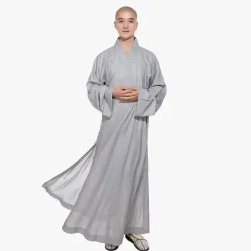 【断码当天发出】梵林佛教僧衣僧服四季超细棉麻大褂长褂 深灰色 38b