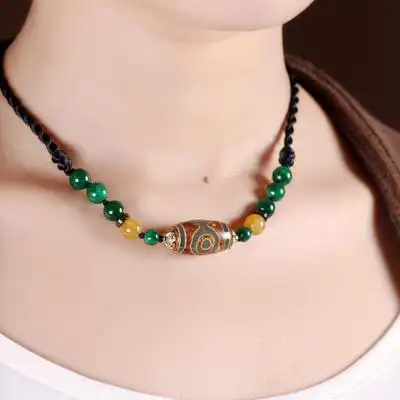 民族风女士锁骨项链短款天珠配饰简约时尚百搭装饰品复古脖子颈链
