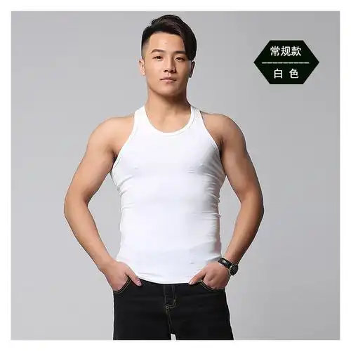 男士背心纯棉莱卡吊带背心内穿白色打底运动背心红色黄色跨栏背心
