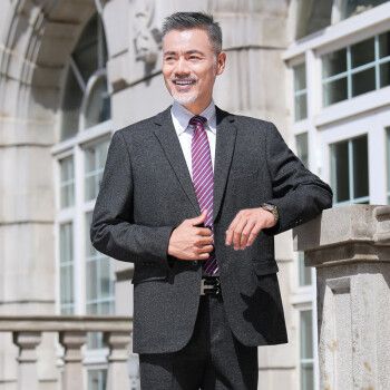 爸爸装高档礼服套装中老年西装男士喜爸中年人西服父秋冬婚宴结婚正装