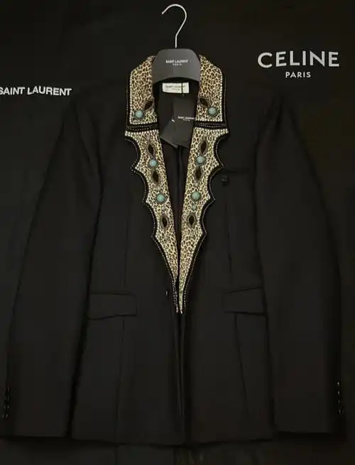 saintlaurent19ss圣罗兰slp宝石豹纹西服