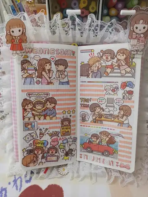 weeks红色系小麻薯姐妹淘手帐排版