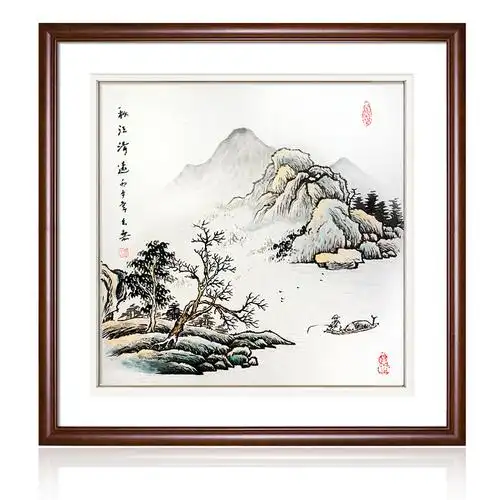 手绘国画中式水墨山水画风水靠山招财客厅装饰画挂画真迹餐厅壁画