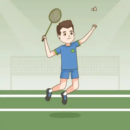 扁平风格羽毛球运动员矢量素材aieps