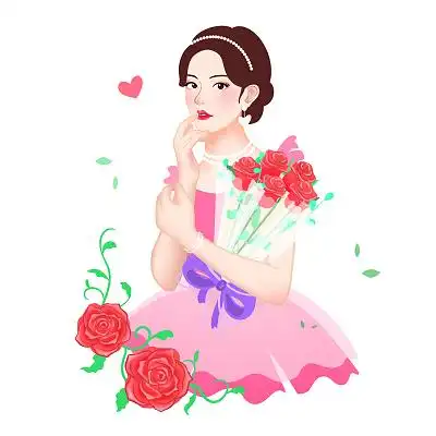 手绘卡通人物38女神节原创插画海报38女生女神妇女节