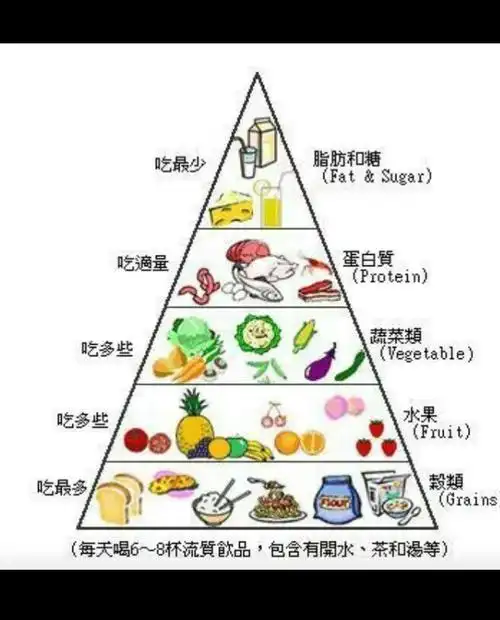 平衡膳食"金子塔",他们将各种食物归纳成五类,在一定程度上反应出各类