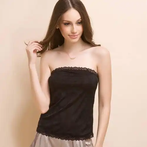 金三塔真丝抹胸 黑色 m