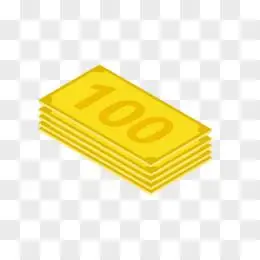 黄色登记立体100元纸币手绘设计