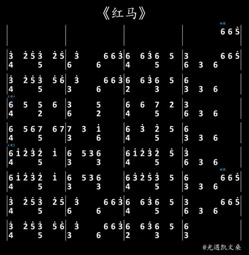 光遇红马琴谱-红马钢琴竖琴谱子图片-燕鹿手游网