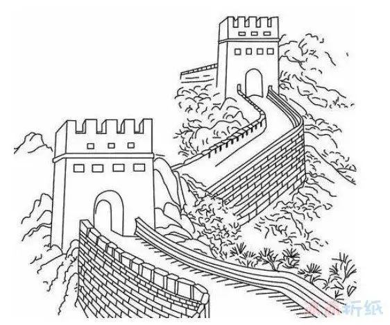 长城怎么画简单又漂亮 素描长城简笔画