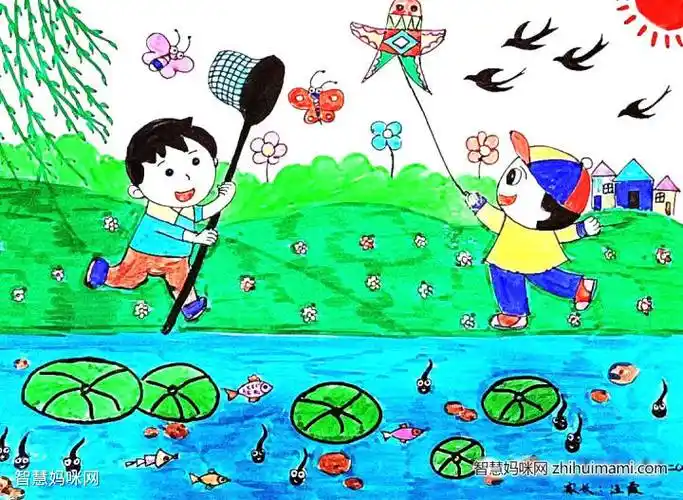 儿童手绘画--《画春天》精选作品 - 智慧妈咪网