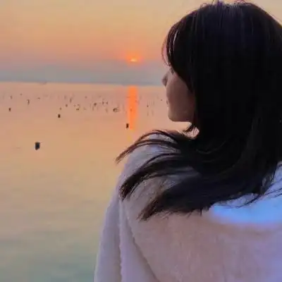 侧脸头像女生日落逆光高清唯美治愈系的日落女生头像侧脸图片