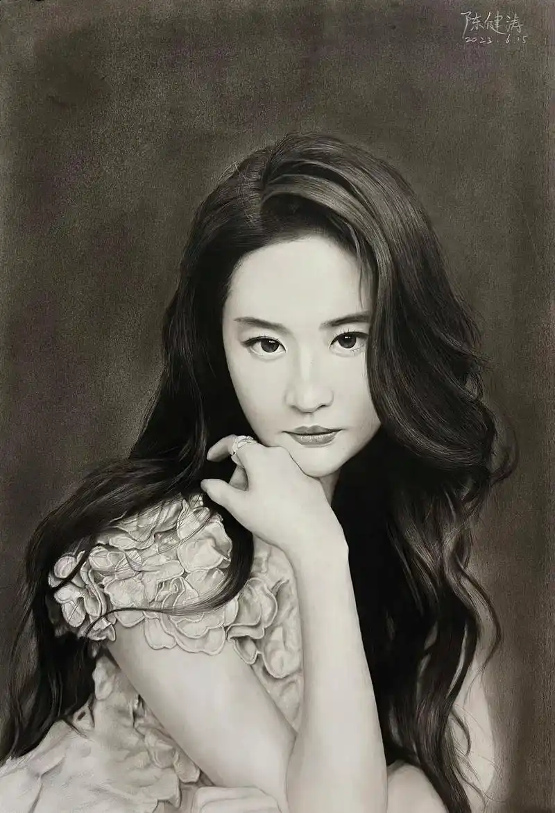 超写实素描—刘亦菲#人物肖像 #人物素描 #一起学画画 #美 - 抖音