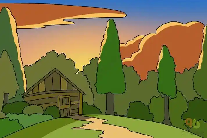 晚上森林简笔画