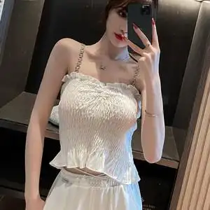 韩版小吊带背心女露背内搭外穿ins网红修身短款一字领抹胸上衣潮