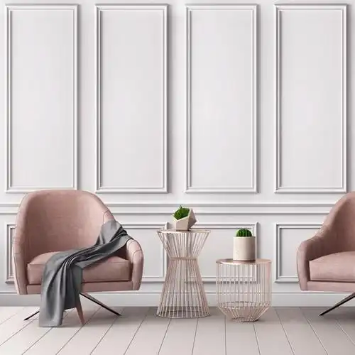 仿真石膏线条格子壁纸欧式护墙板客厅主卧室直播网红电视背景墙纸