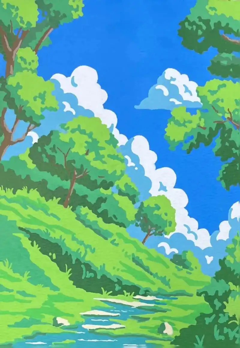 丙烯马克笔 | 治愈系画风61《森林》丙烯马克笔 | 治愈系画 - 抖音