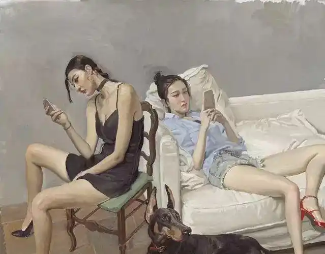 陈丹青最新油画作品中性感靓丽的女模特