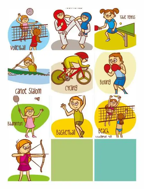图品汇 设计元素 卡通手绘 10种体育运动项目矢量图上图作品的源文件