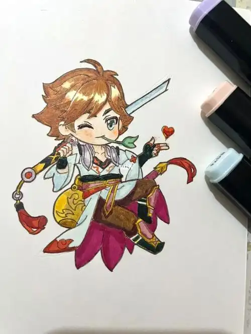 临摹打卡#手绘#临摹#王者荣耀#王者荣耀李白#q版人物