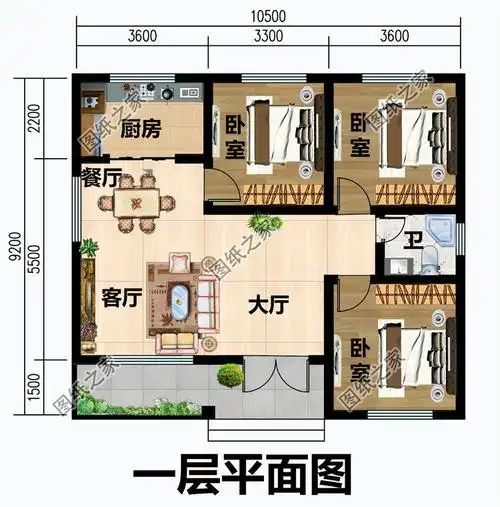 农村三室一厅一厨一卫平房图,简单实用,农村建房就要这样建_腾讯新闻