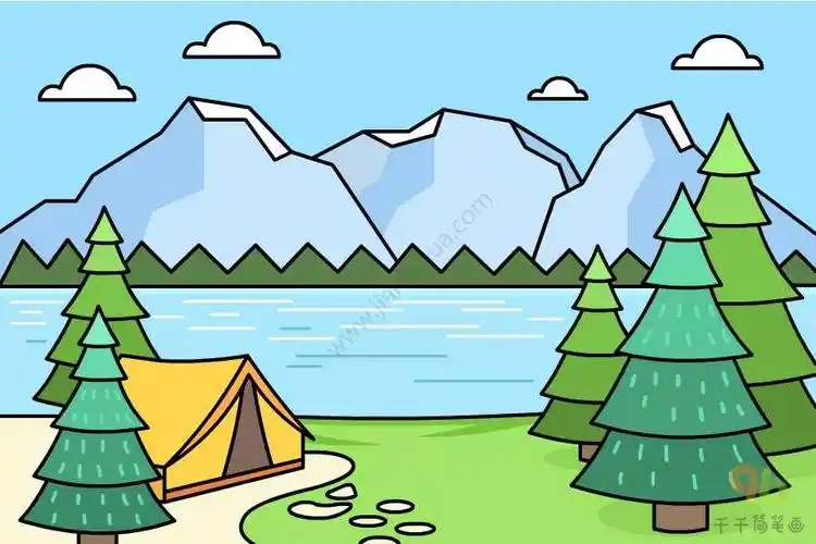 雪山风景简笔画