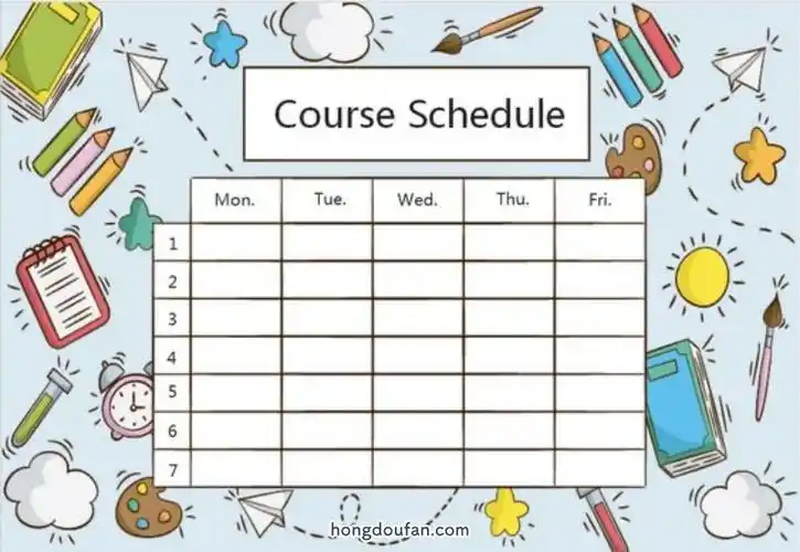 表小图案空白课程表course schedule图片下载-红豆饭小学生简笔画大全