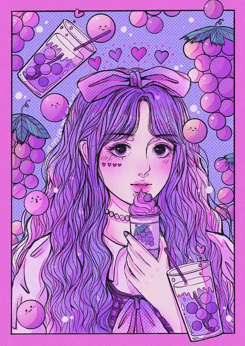 元气少女夏日水果女孩系列插画