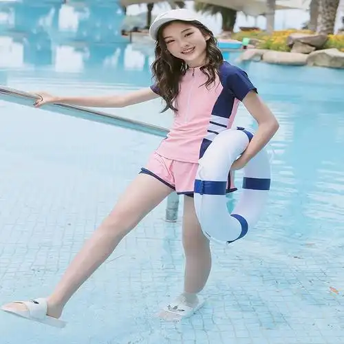 儿童泳衣女童洋气夏季女大童分体泳装新款女孩游泳衣亲子专业速干