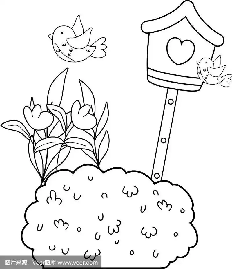 可爱的小鸟在鸟窝里飞来飞去