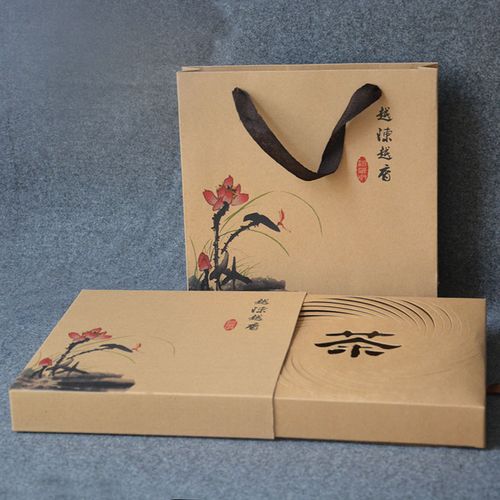 礼盒牛皮纸357克七子套装普洱茶简易茶叶包装盒手提袋茶叶罐